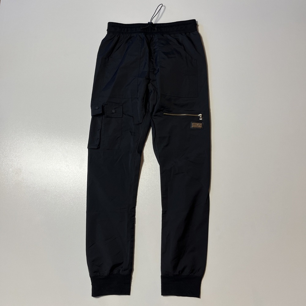 Well Known Studios Mens Black Nylon Cargo Jogger Pant Size M Techwear Streetwear